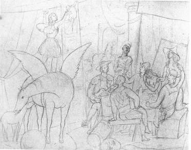 Picasso-bozzetto per il sipario di Parade